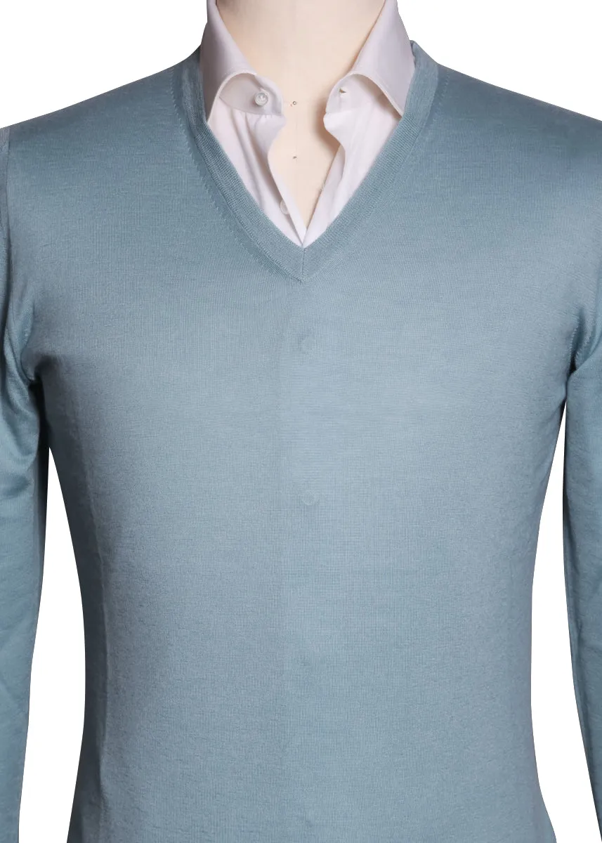 Fiori Di Lusso Light Blue V-Neck Sweater