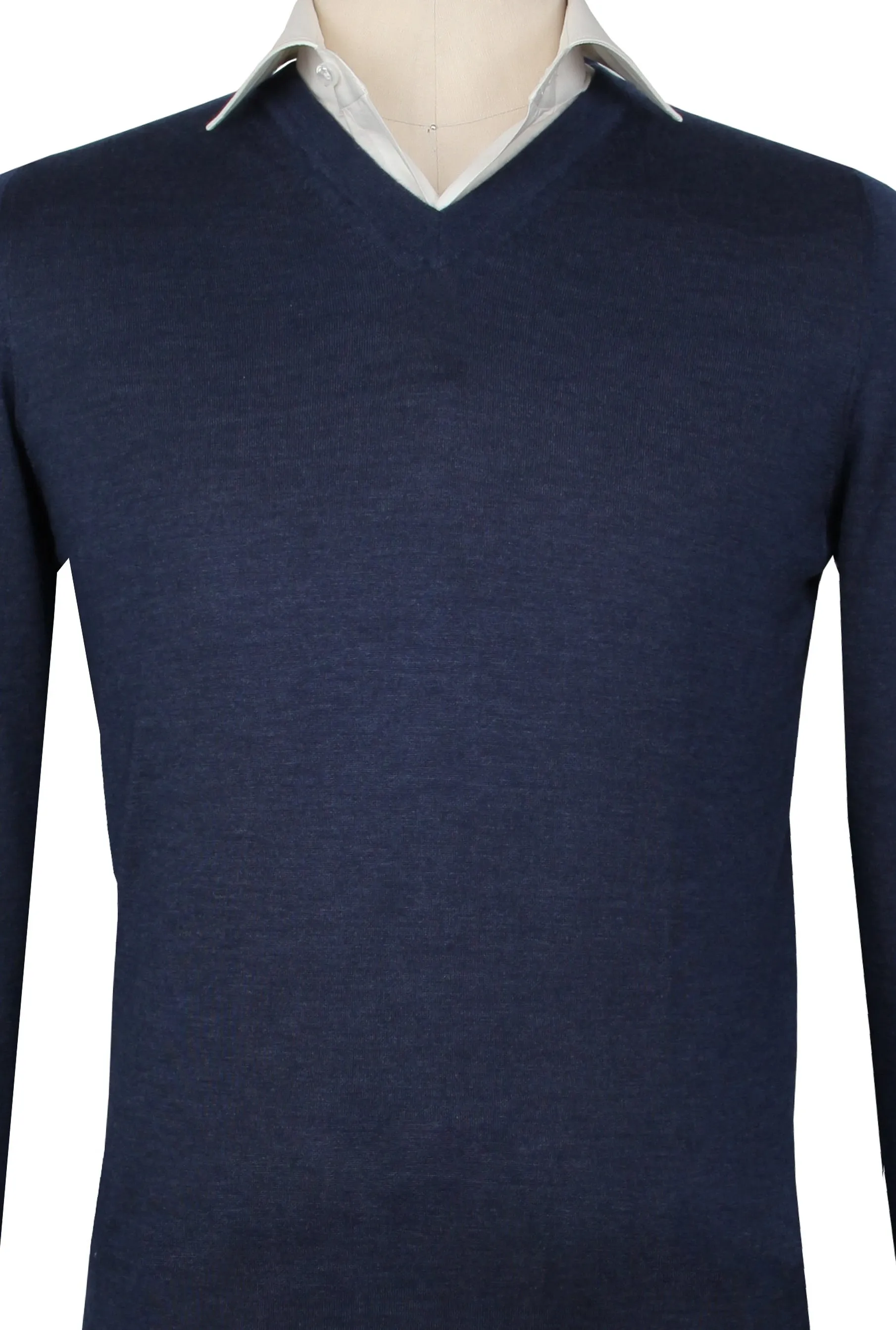 Fiori Di Lusso Navy Blue V-Neck Sweater