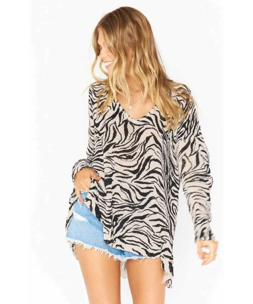 Hug Me Sweater Coconut Zebra
