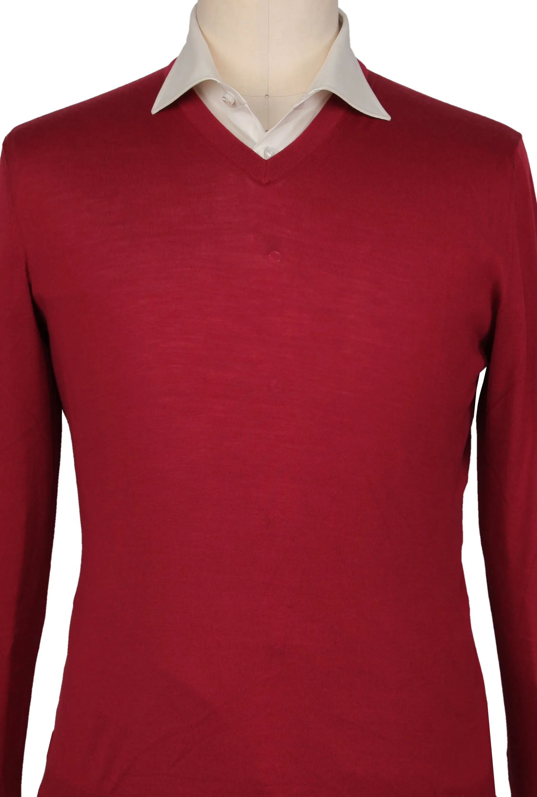Kiton Red V-Neck Sweater