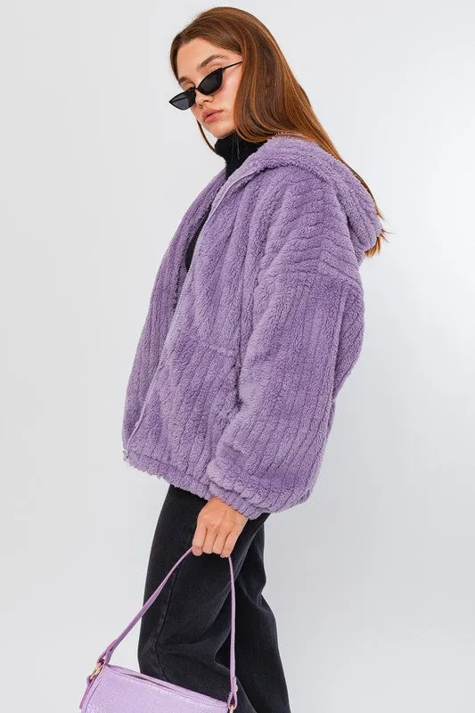 LE LIS Oversized Fleece Hoodie Jacket