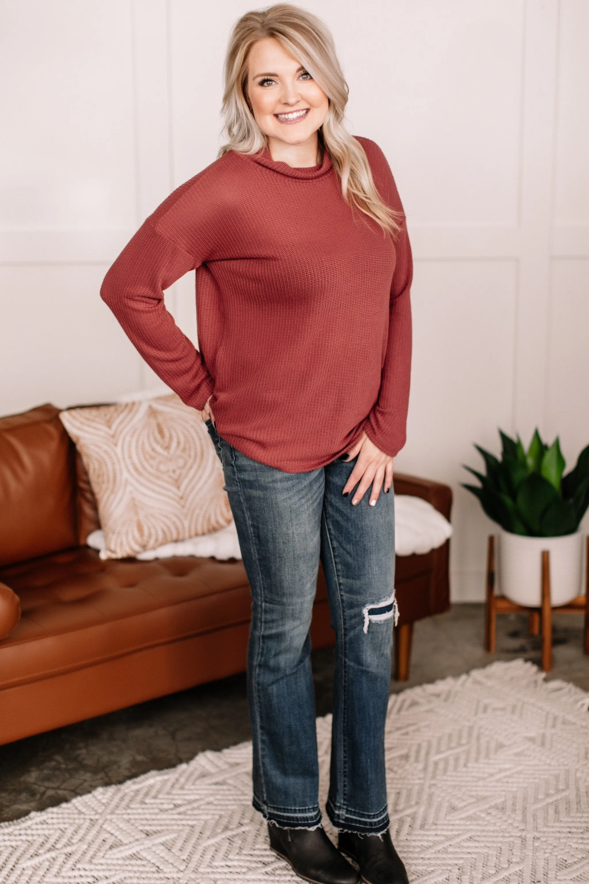Raspberry Wine Fall Knit Sweater