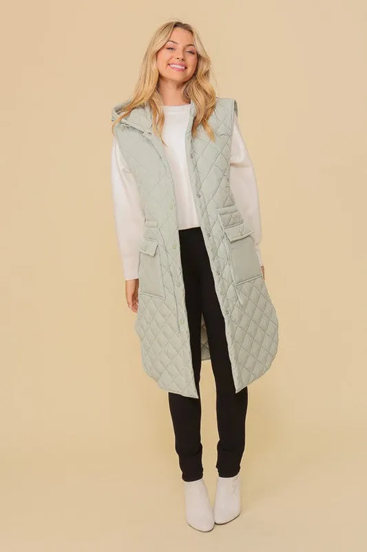 Snowed In Long Quilted Vest